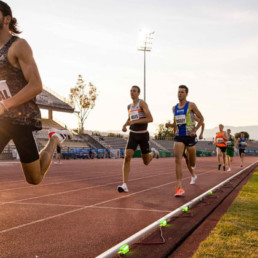 Gabriel Tual sur la piste du stade Charles Ehrmann lors du meeting Nikaïa 2023